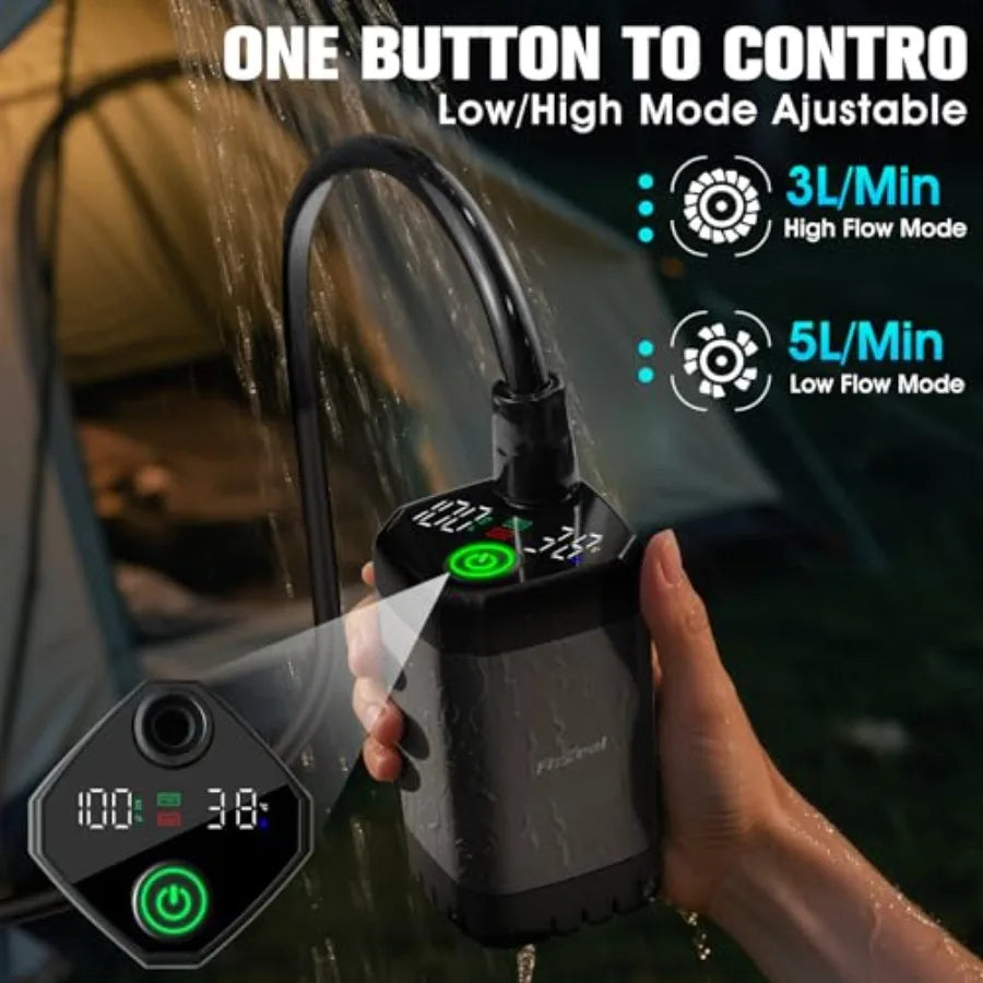 Portable Camping Shower With 2000W AutoOff Heater Four Modes