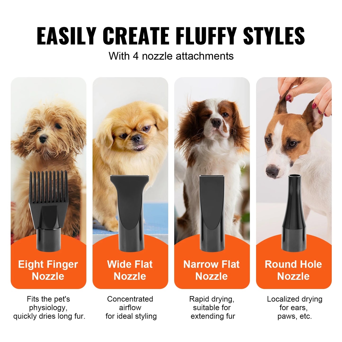 SucceBuy Dog Blow Dryer With Adjustable Speed And Extendable Hose
