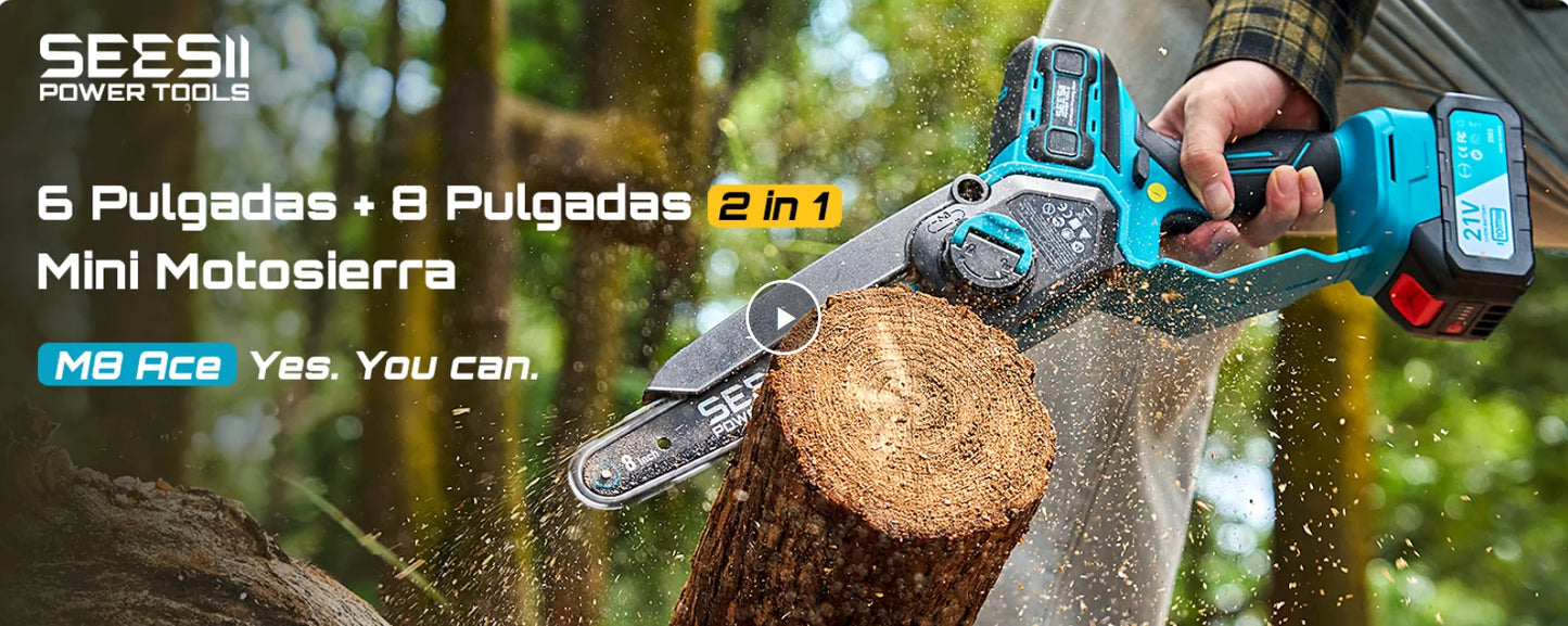 Seesii 6&8'' Brushless Electric Chainsaw 1000W Cordless Electric Saw Woodworking Garden Pruning Tools For Makita 18V Battery Pin