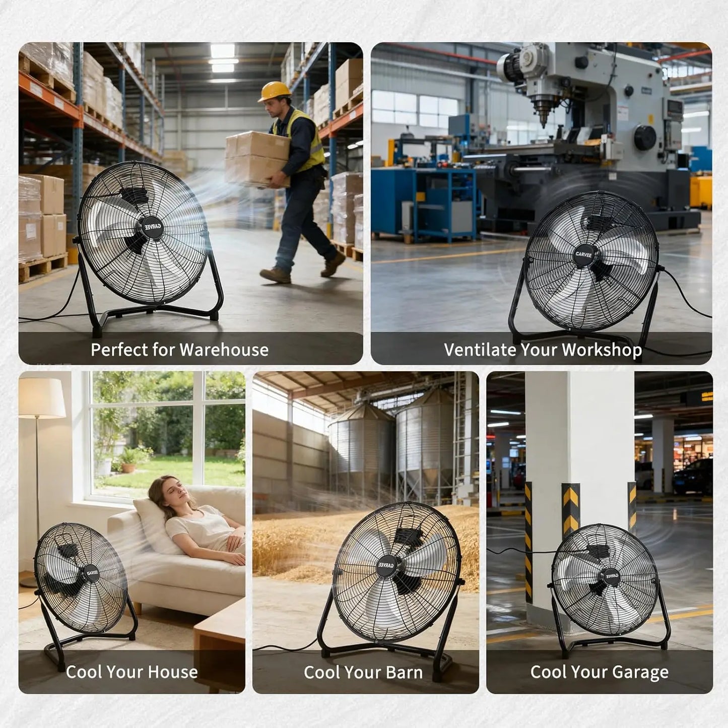 20 Inch Floor Fan, 3 Speeds 4800 CFM High Velocity Heavy Duty Industrial Fan, 360° Adjustable Tilt,Cooling for Industrial Home