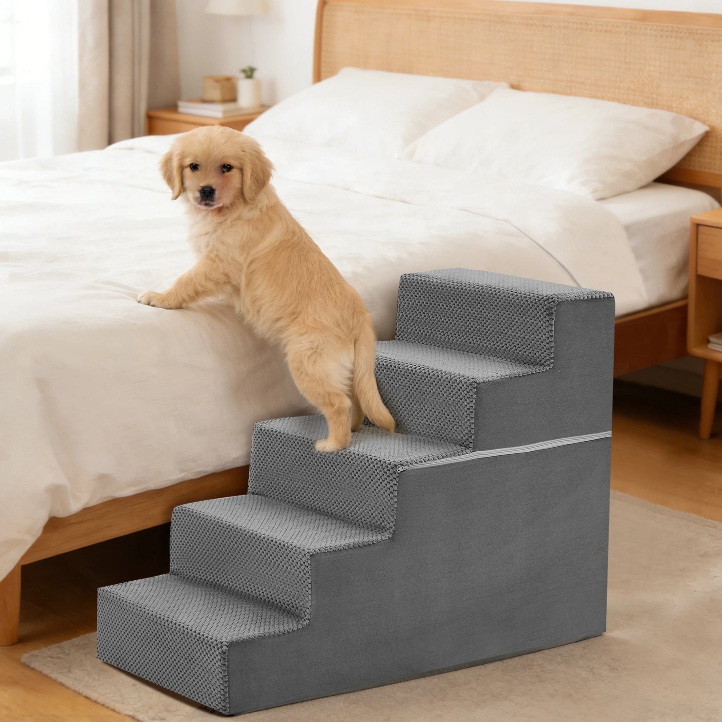 JHK Right Angled Foam Dog Stairs Ramp for Small Dogs