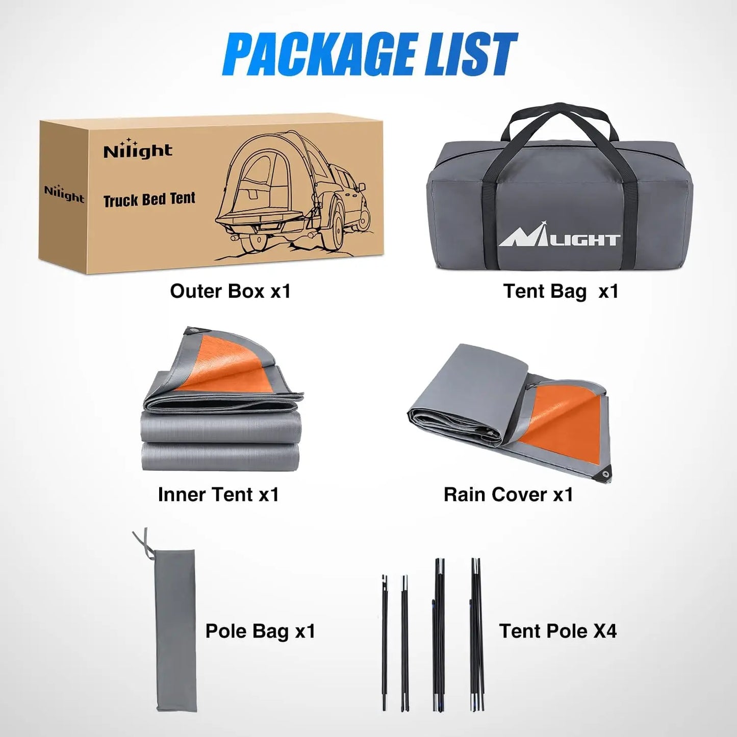 Truck Bed Tent for Two, Waterproof PU2000mm, Durable Aluminum Poles