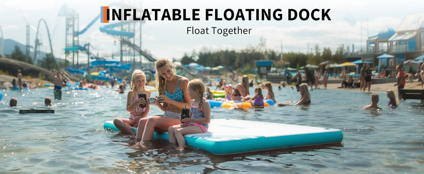 Inflatable Floating Dock, Swim Platform Floating Dock for Lakes, Lake Floats for Adults, Island Raft Mat for Lake Beach Ocean