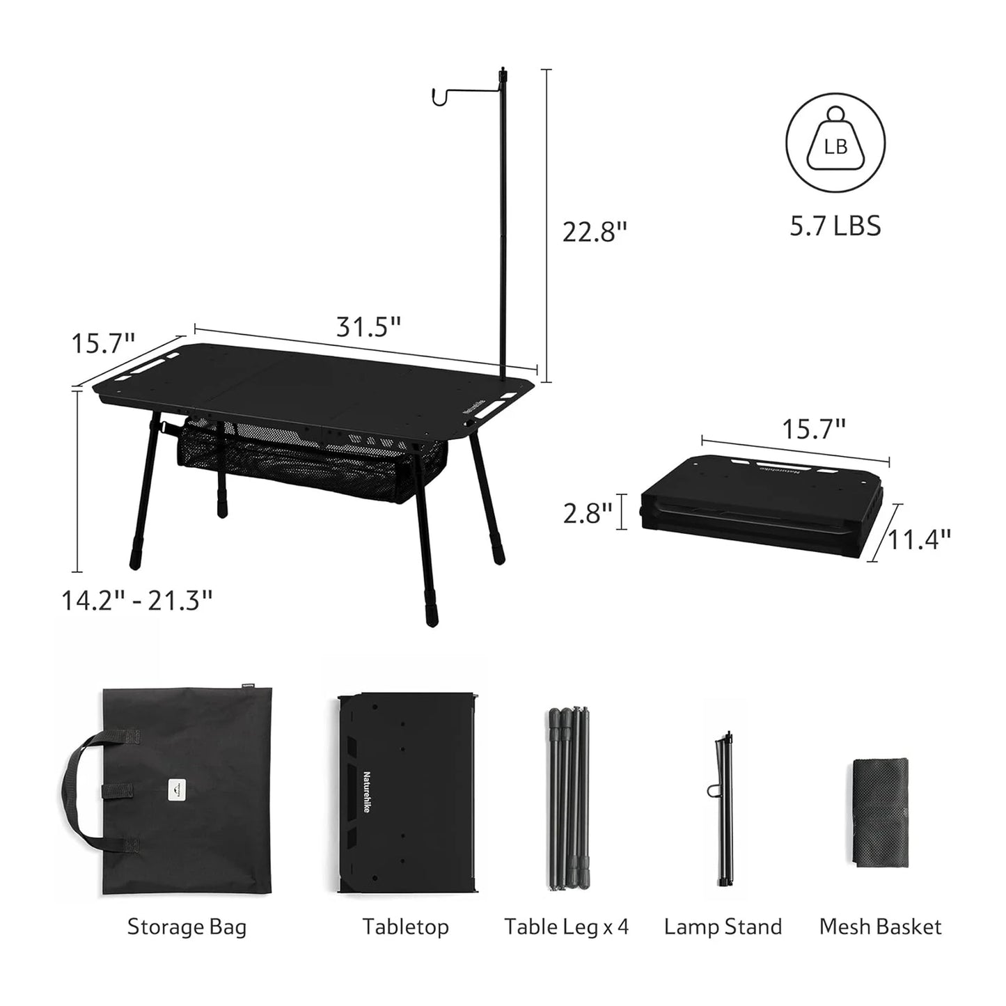 Naturehike H02 IGT Folding Camping Kitchen Table With Height Adjustable