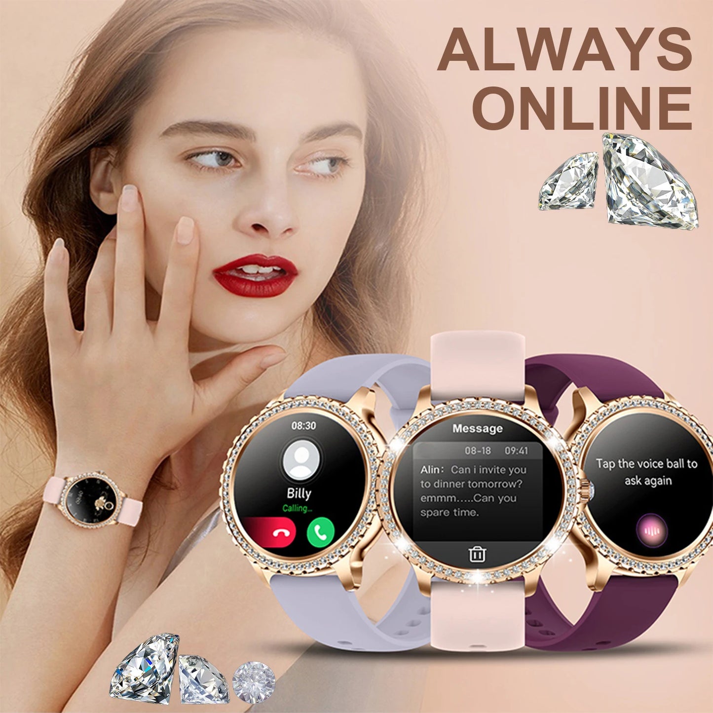 Smart Watch For women - 1.32" Touchscreen Fitness Tracker with Wireless Calls, Music Time Display, Step Counting