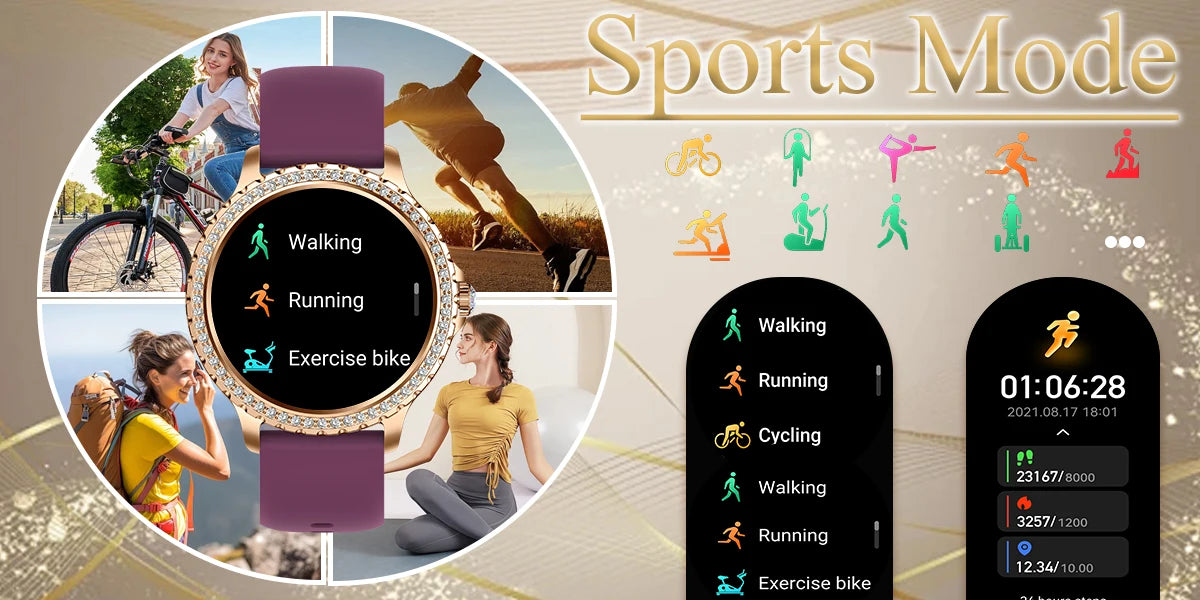 Smart Watch For women - 1.32" Touchscreen Fitness Tracker with Wireless Calls, Music Time Display, Step Counting