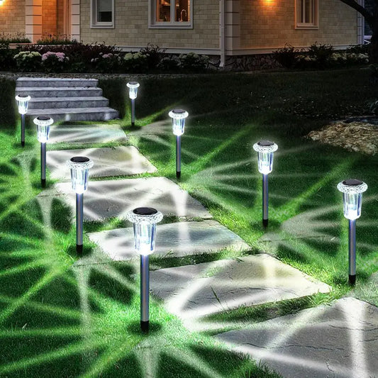 Solar Lights Outdoor, 15 Pack Waterproof Stainless Steel Solar Stake Lights for Pathway Garden Yard Path Walkway Driveway Lawn P