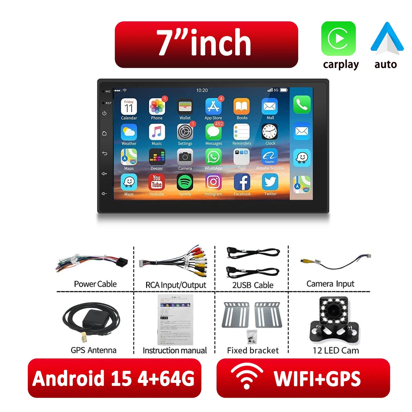 ESSGOO Android Car Stereo With Wireless CarPlay And GPS