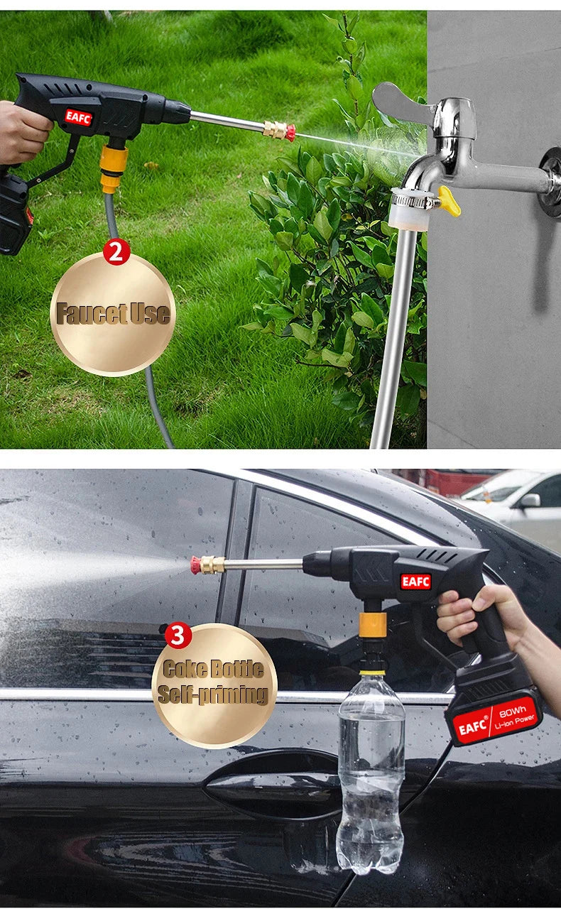 EAFC Cordless 60Bar 21V Car Wash Gun For Pressure Cleaning