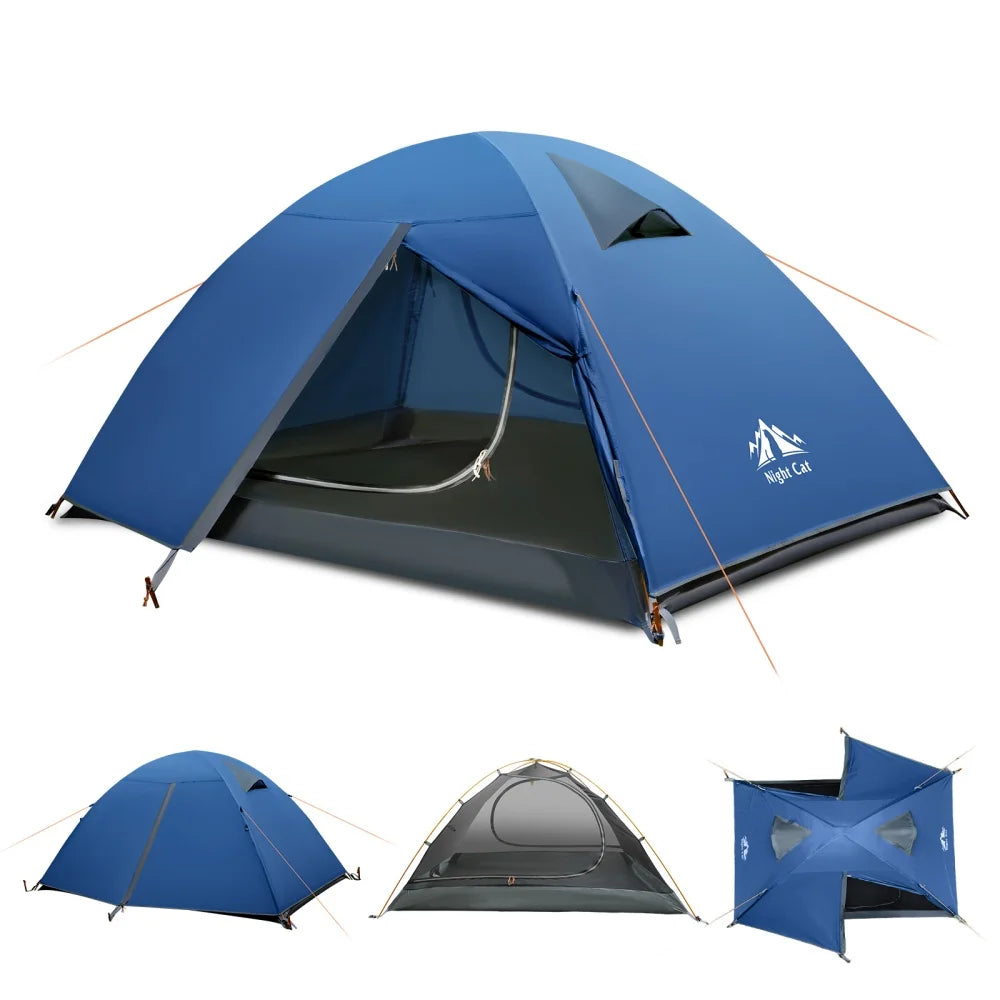 Night Cat Two-Person Backpacking Tent Waterproof With Aluminum Poles