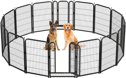 Dog Pet Fence Indoor/Outdoor,40"Height 8/16 Panels,Portable Metal Pet Exercise Pen for Rv Camping Garden Yard,Wide Door Low Thre