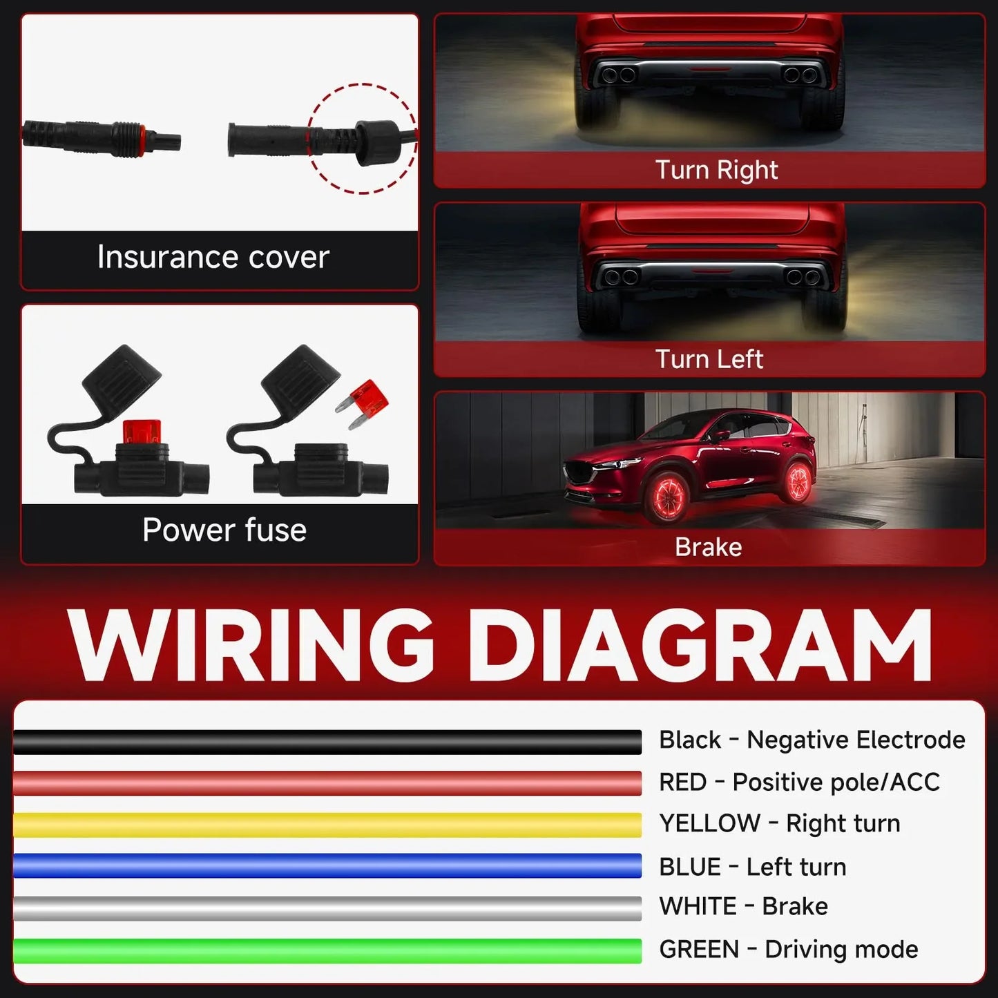 RGB Car Hub Lamp Kit With Waterproof LED Strip Lights