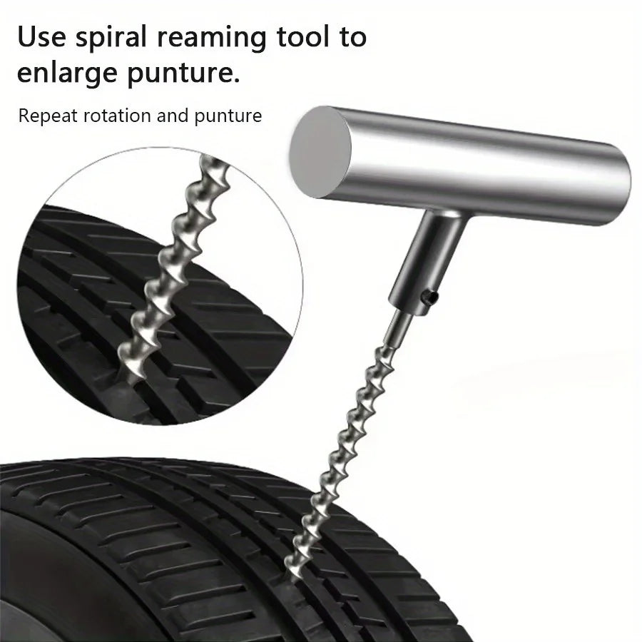 34/58pcs Auto Tire Repair Set Puncture Repair Tools Car Van Motorcycle Bike Emergency Heavy Duty Tubeless Tire Repair Rivet Set