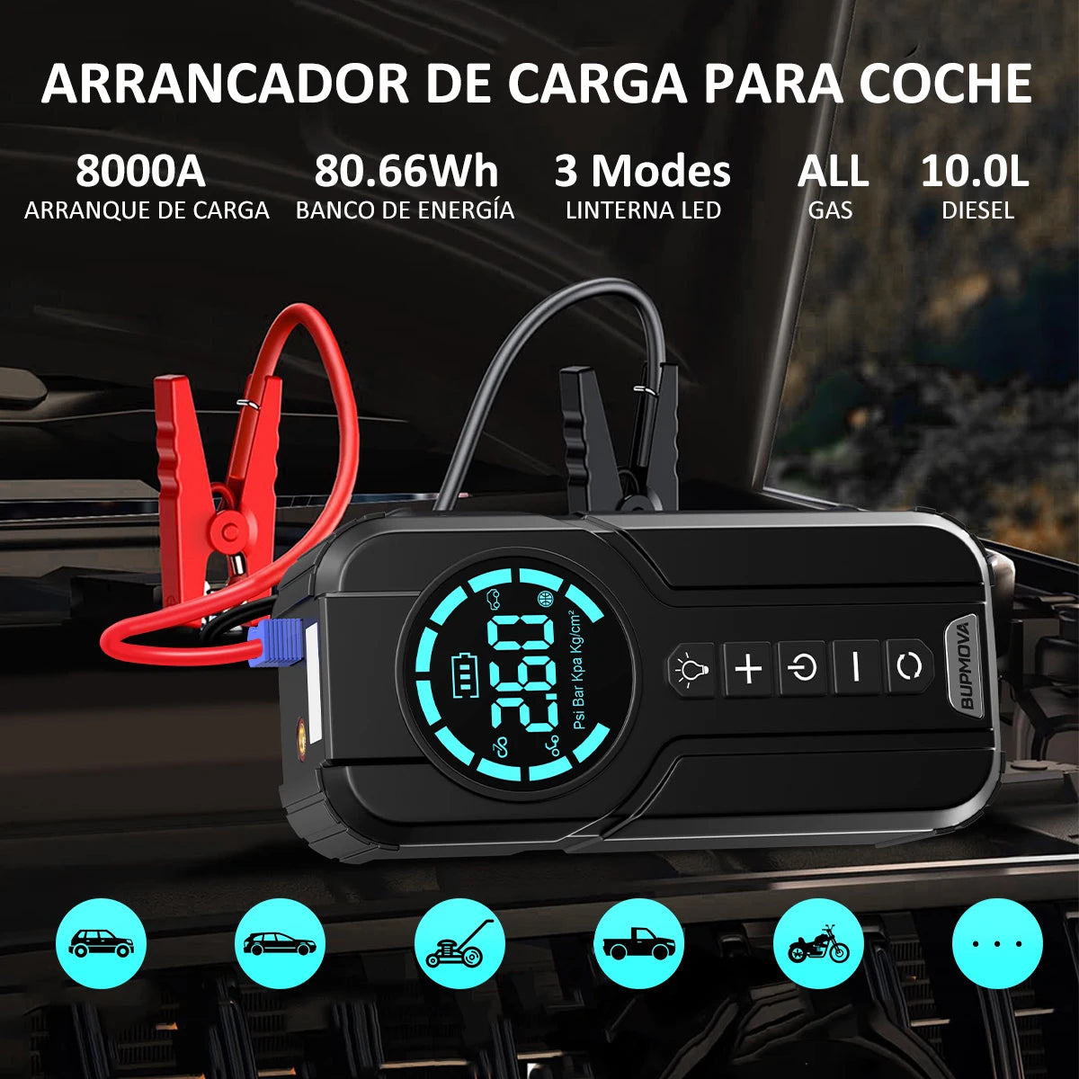 Car Battery Jump Starter Digital Display Portable Car Battery Booster Charger 26800mAh Power Bank Emergency Battery Booster
