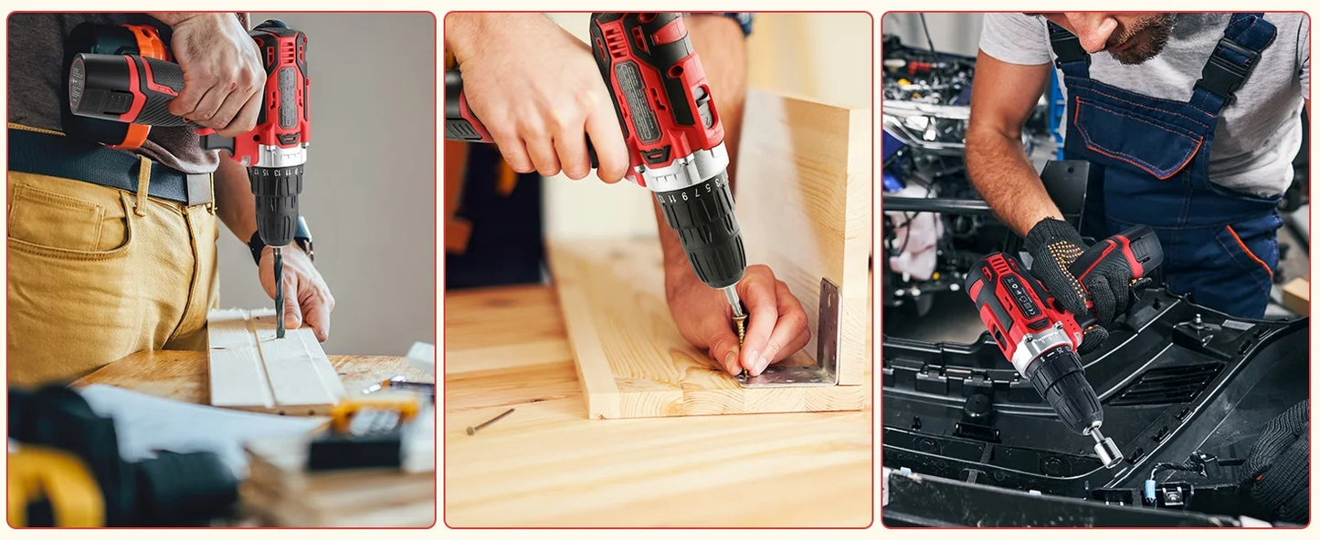 138 Pcs Power Tool Set with 12V Cordless Drill Home DIY Repairs Tool box for Repairs and Maintenance