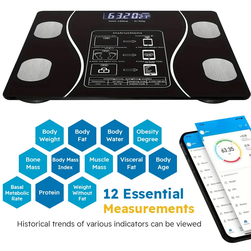 Smart Wireless Digital Body Fat Scale Bathroom Weight Composition Analyzer