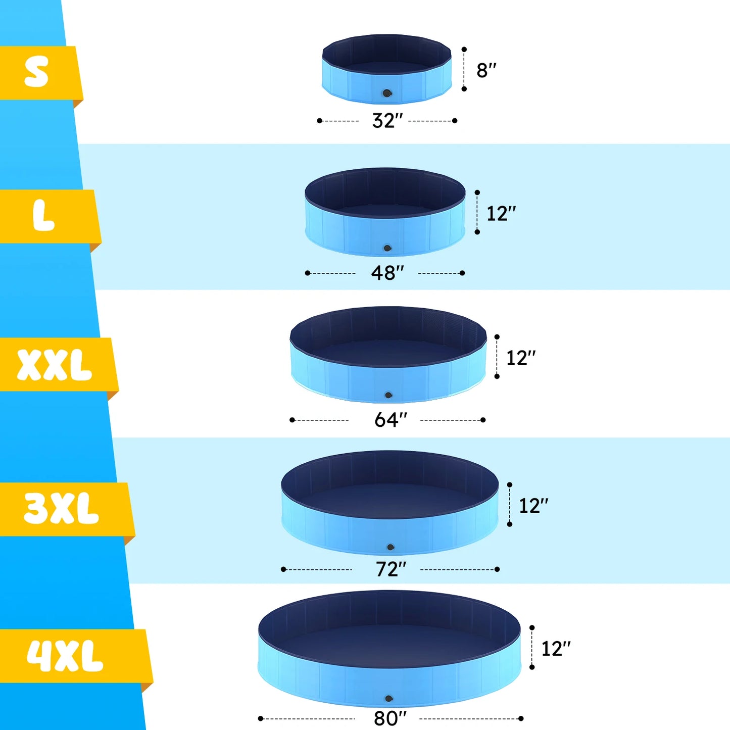 Portable Foldable Dog Pool Anti Slip Collapsible Bath Tub