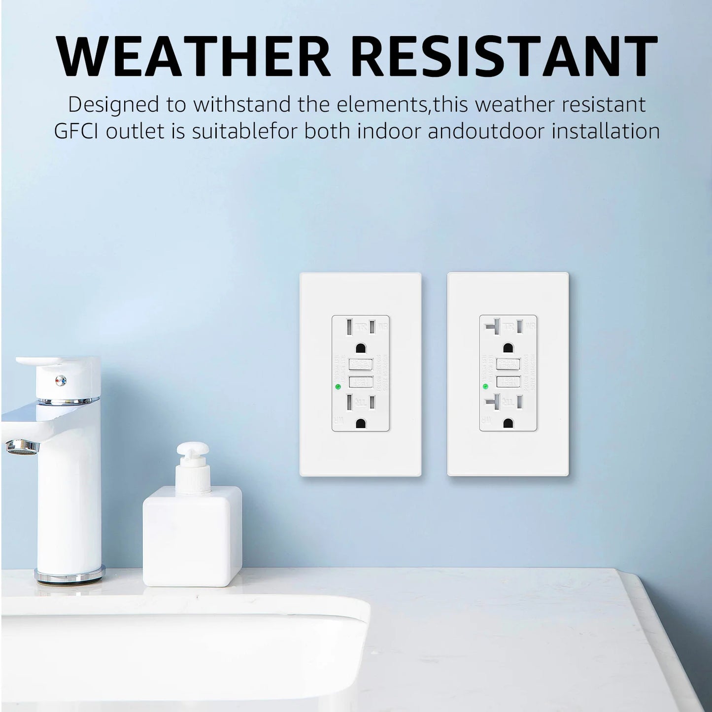 NineLeaf GFCI Outlet Receptacle 15/20A Weather Resistant Tamper Resistant Outdoor