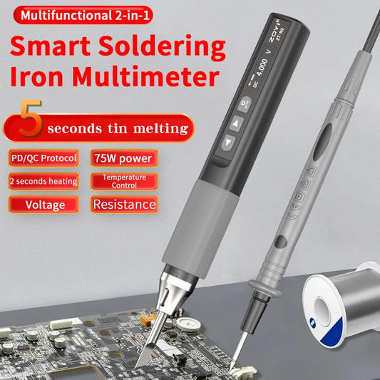 ZOYI N2 portable intelligent soldering iron + multimeter High power 65W adjustable temperature welding professional home