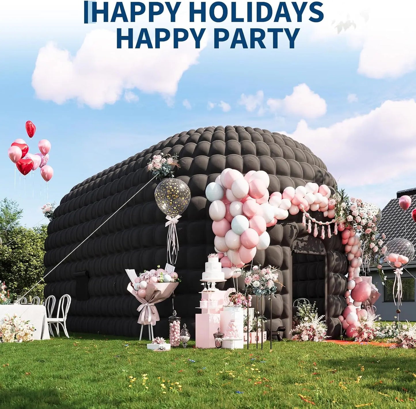 Portable Inflatable Club Tent with 950W Blower & Roll up Door,Party Tent for Adults Birthday Backyard Wedding Rental Banquet