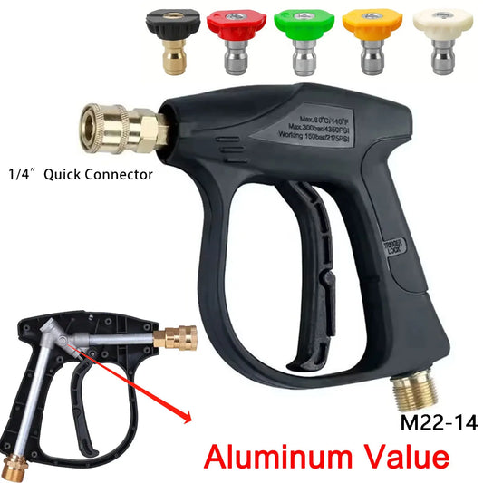 Pressure Washer Gun With Five Soap Nozzles 14mm M22 Socket Quick Release