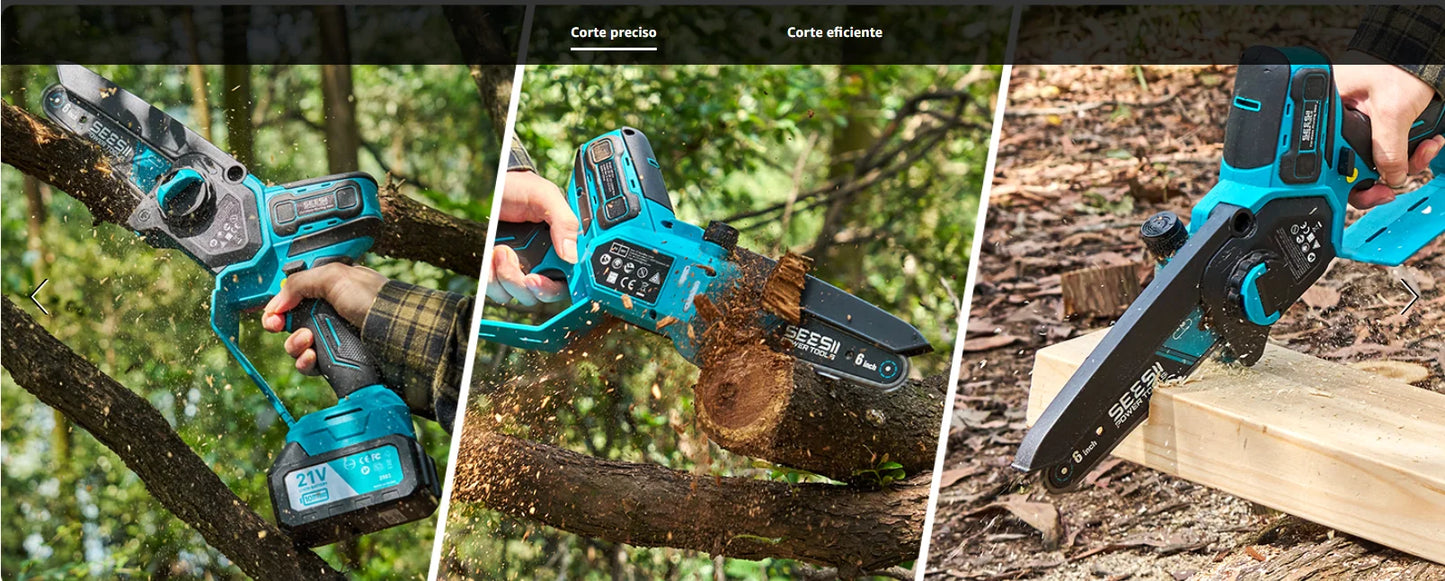 Seesii 1000W 6&8''Brushless Electric Chainsaw Cordless Electric Saw Woodworking Garden Pruning Tools For Makita 18V Battery Pin