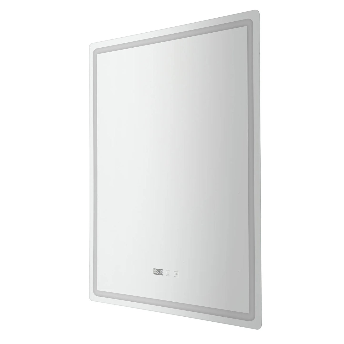 Tri-Color Dimmable LED Bathroom Mirror with Display Demist Touch IP54 Waterproof Wall Mounted Rectangle Makeup Mirror 3 size