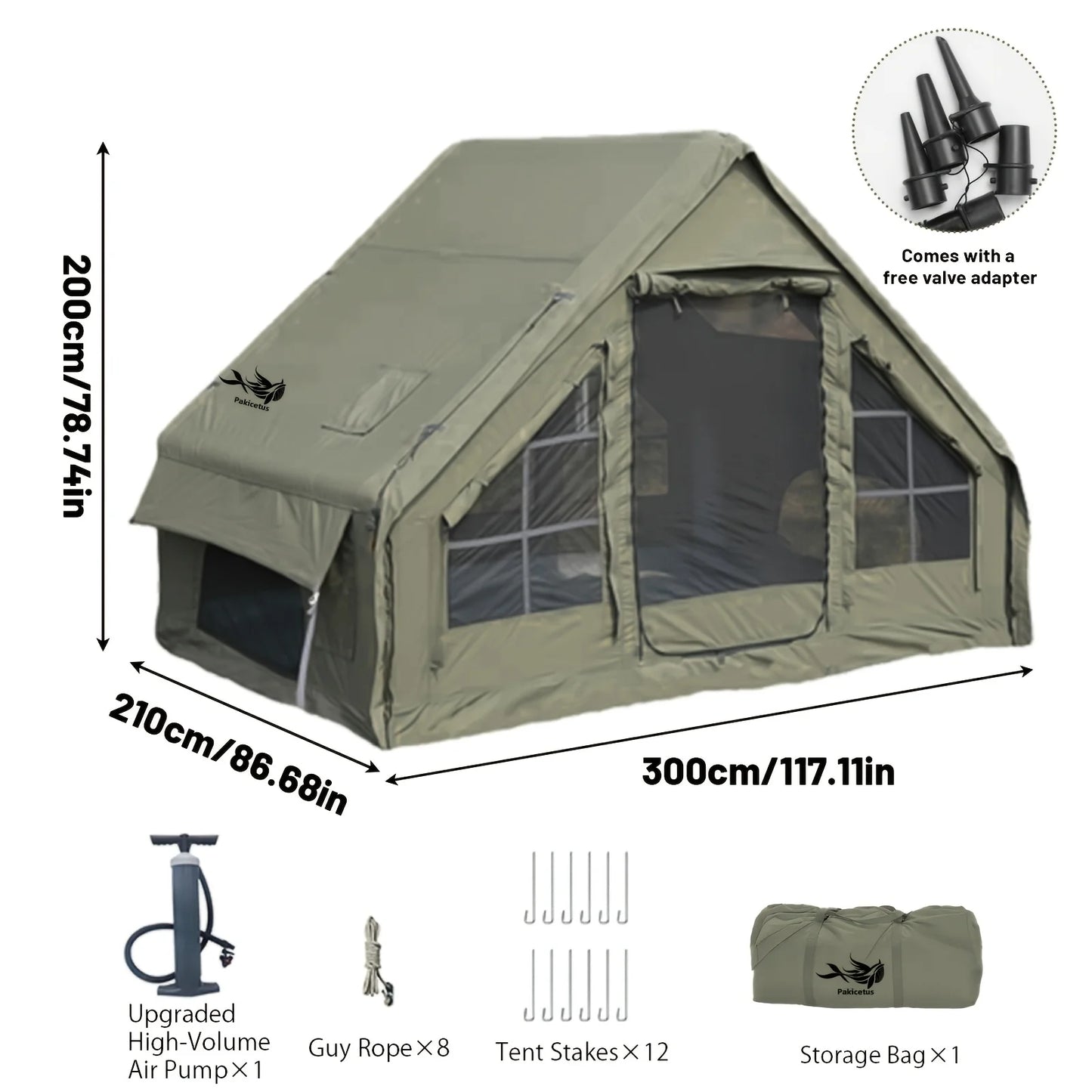 PAKICETUS Large Inflatable Camping Tent with Skylight, Quick Air-Flow & Breathable Mesh Design, Summer Glamping Hot Tents for Ca