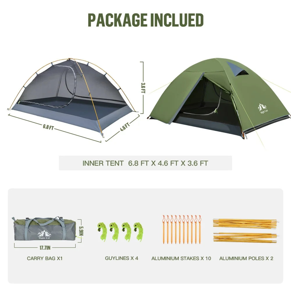 Night Cat Two-Person Backpacking Tent Waterproof With Aluminum Poles