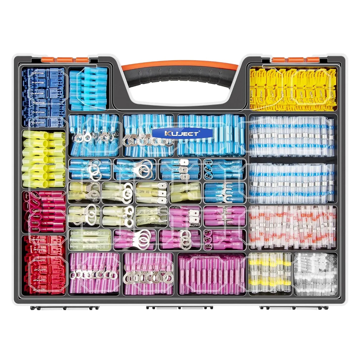 1500PCS Waterproof Heat Shrink Wire Connectors Kit, Insulated Crimp Ring Fork Spade Terminal for Marine Boat Truck