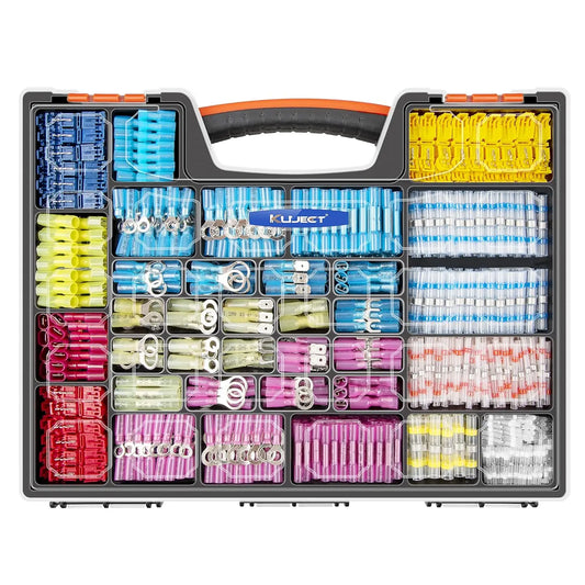 1500PCS Waterproof Heat Shrink Wire Connectors Kit, Insulated Crimp Ring Fork Spade Terminal for Marine Boat Truck