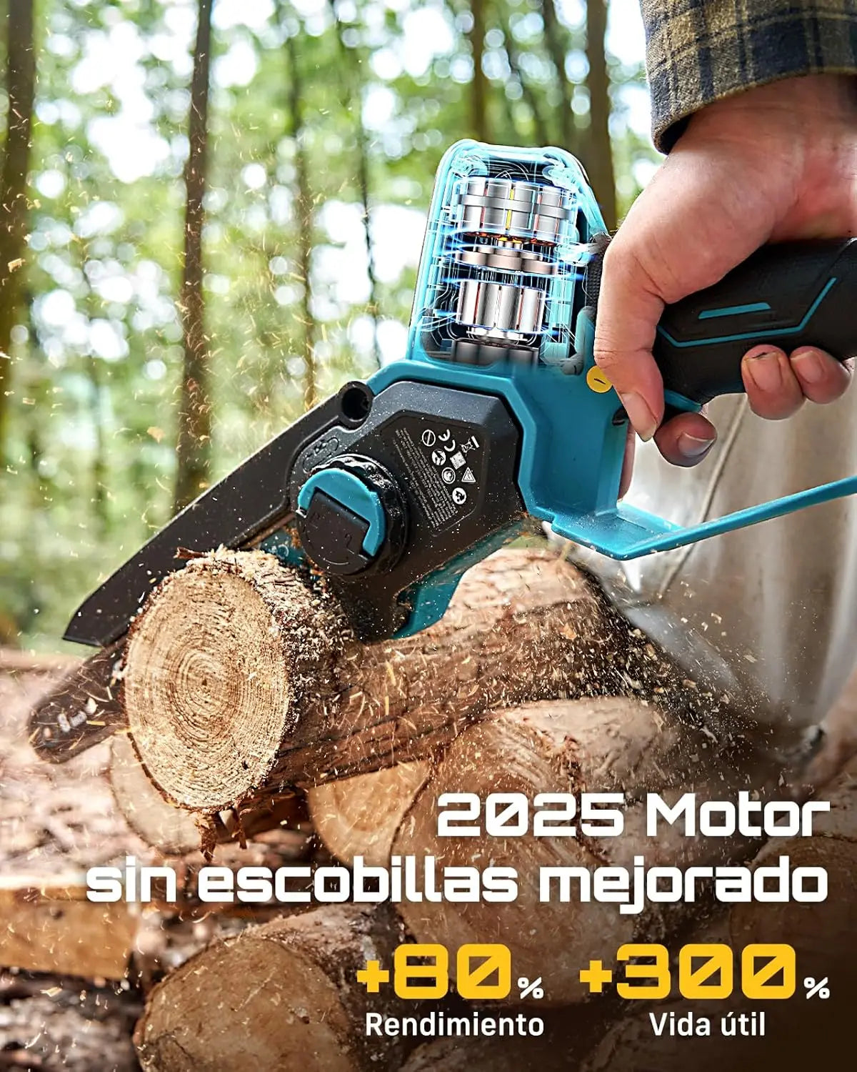 Seesii 1000W 6&8''Brushless Electric Chainsaw Cordless Electric Saw Woodworking Garden Pruning Tools For Makita 18V Battery Pin