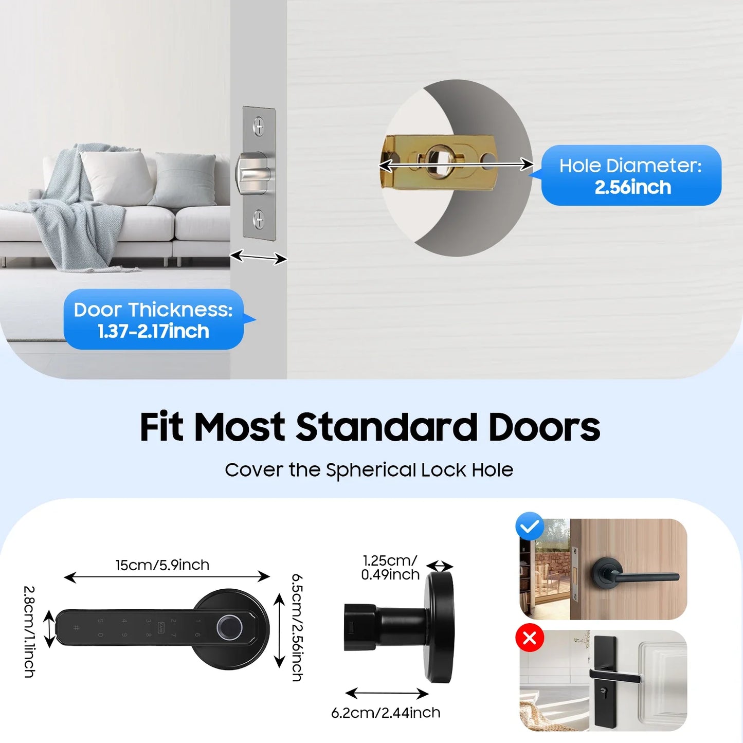 Smart Door Lock 4In1 Fingerprint Password IC Card Key