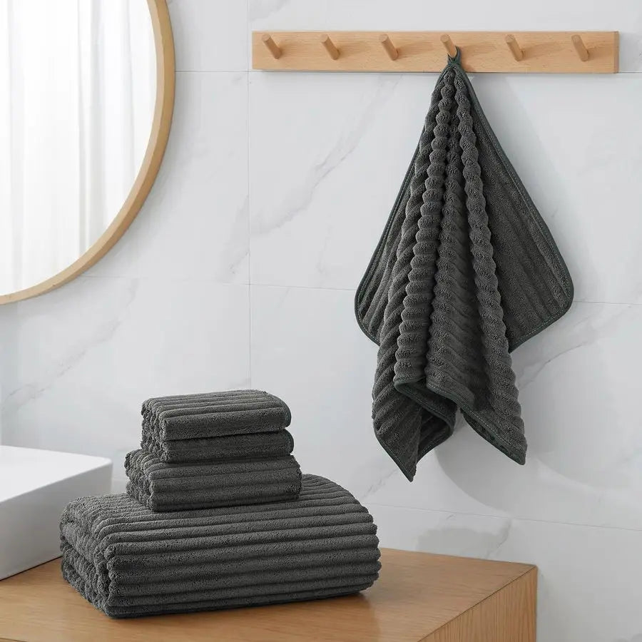 Oversized Bath Towel Set Ultra Soft Quick Dry Microfiber 6-Piece
