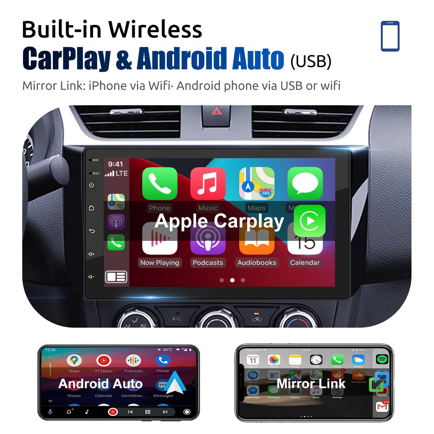 ESSGOO Android Car Stereo With Wireless CarPlay And GPS