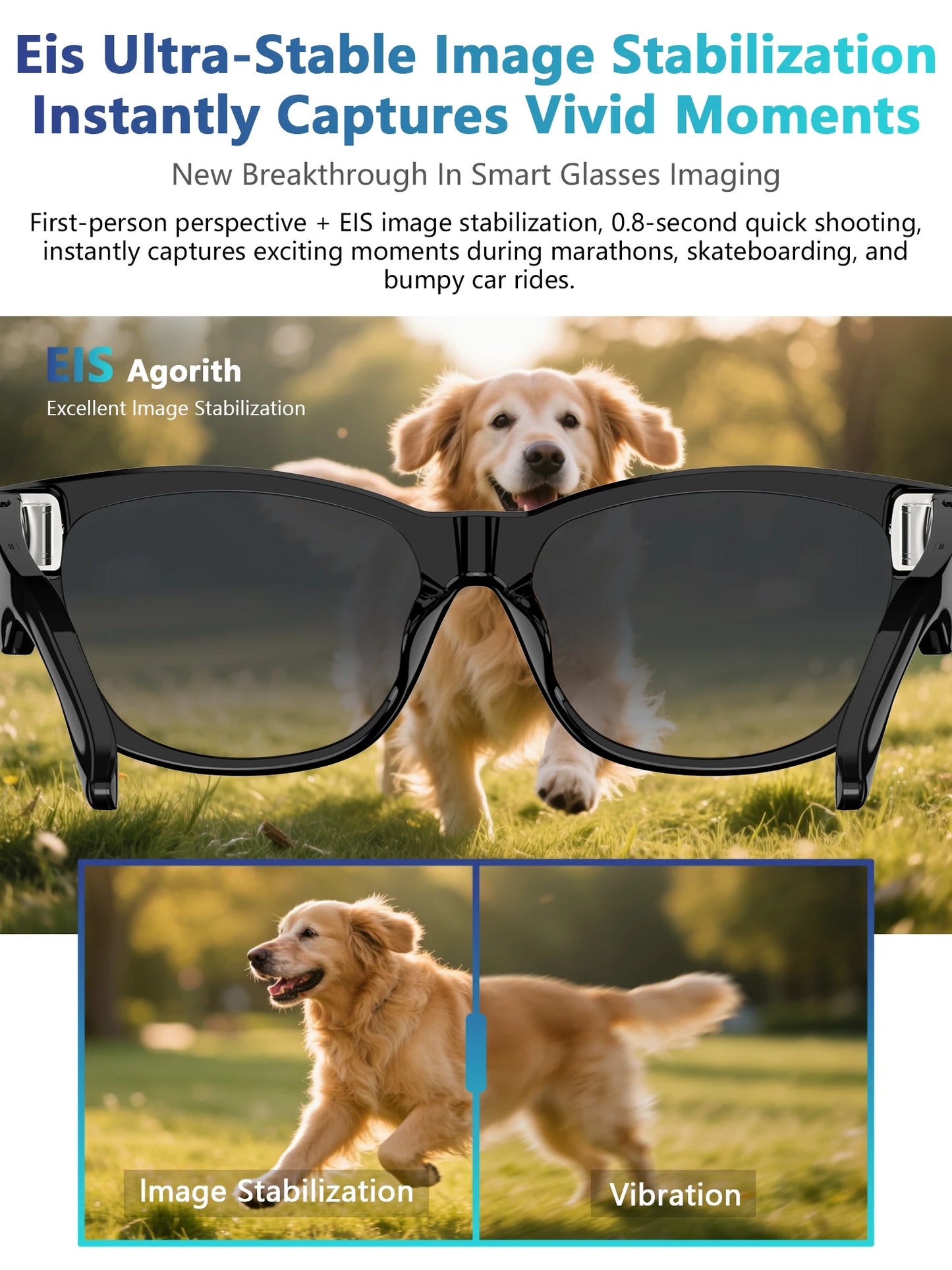Blackview BV100 AI Smart glasses 800W Pixels 2K HD Camera Bluetooth Call Voice Assistant Translation Speakers&Mic Sunglasses