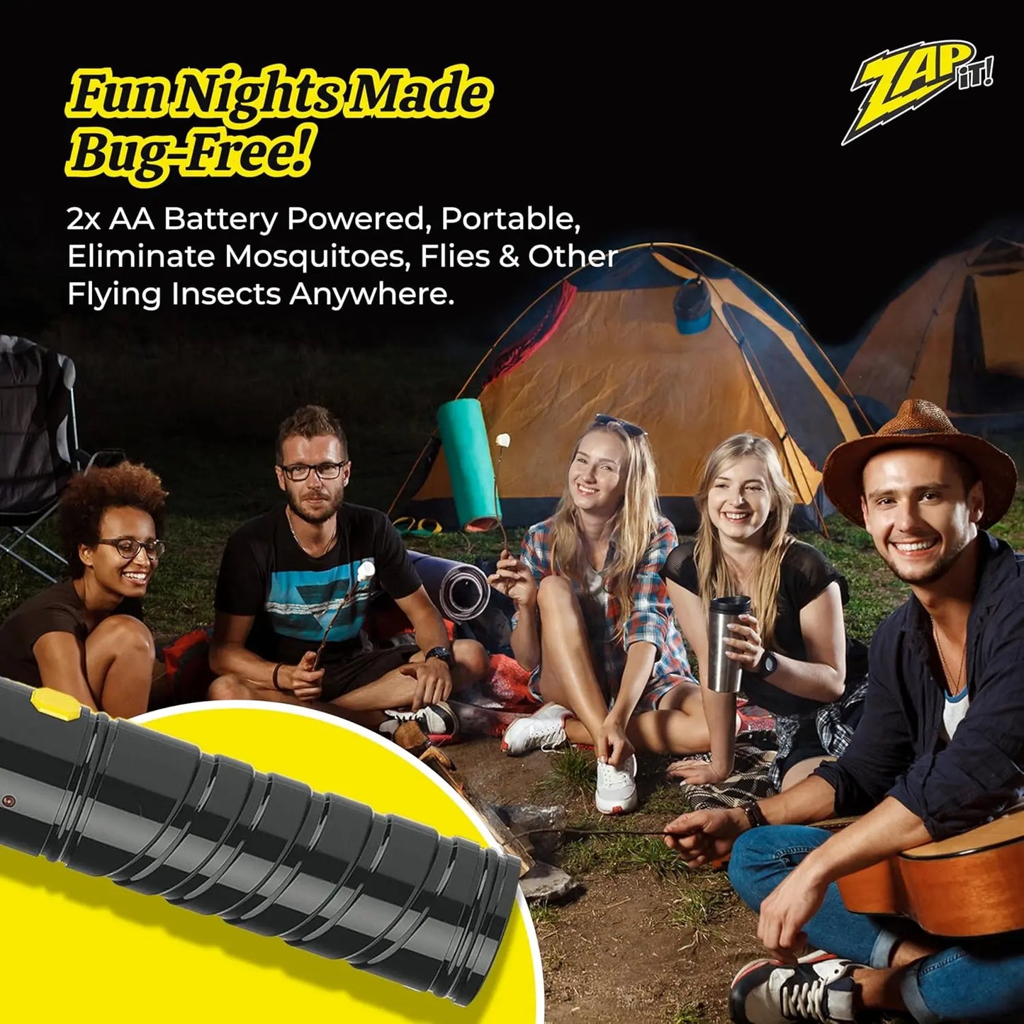Electric Fly Swatter Racket 3500 Volt Bug Zapper Battery-Powered