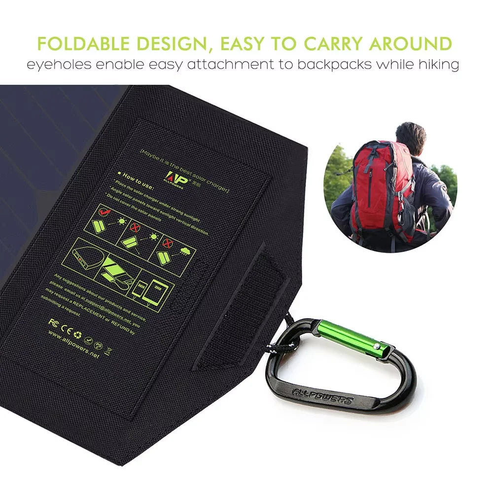 ALLPOWERS Foldable Solar Panel 21W Waterproof Portable Outdoor Charger