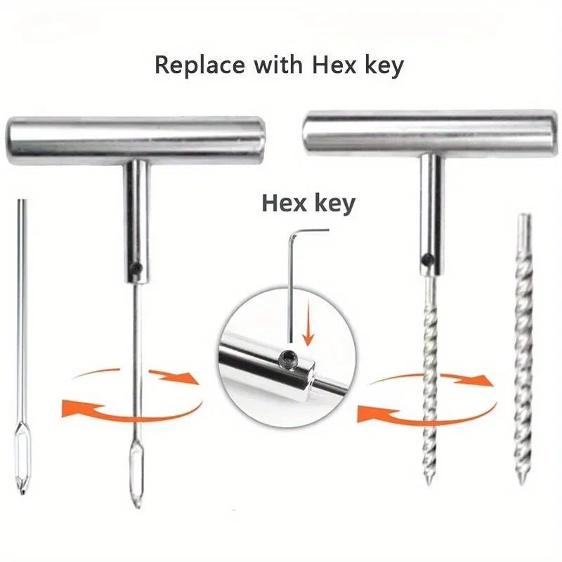 34/58pcs Auto Tire Repair Set Puncture Repair Tools Car Van Motorcycle Bike Emergency Heavy Duty Tubeless Tire Repair Rivet Set