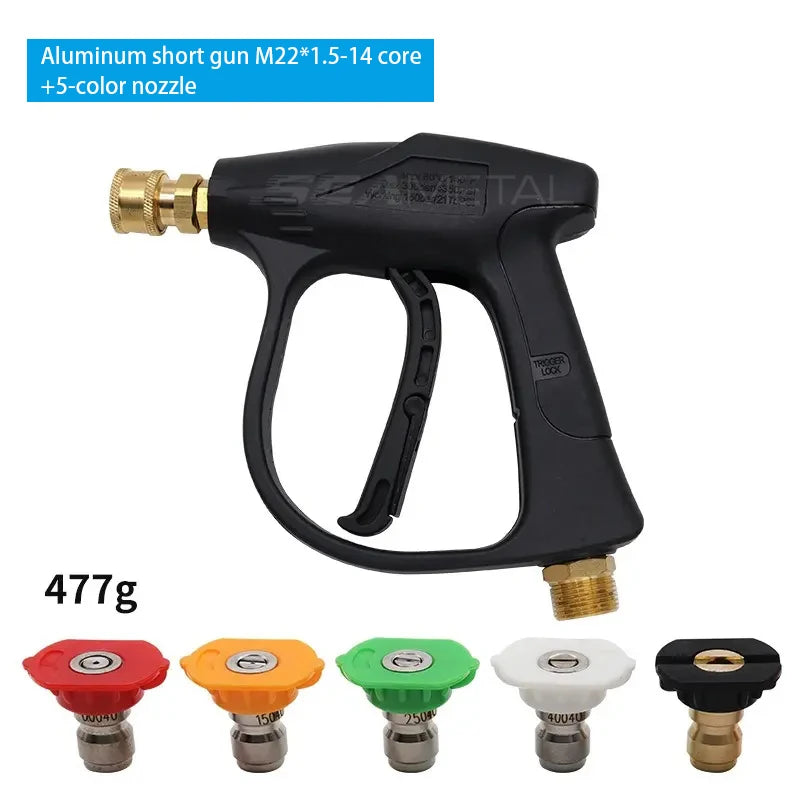 Pressure Washer Gun With Five Soap Nozzles 14mm M22 Socket Quick Release
