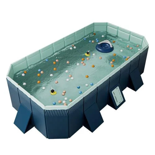 Foldable Large Rectangular Family Pool Non Inflatable Easy Setup Outdoor