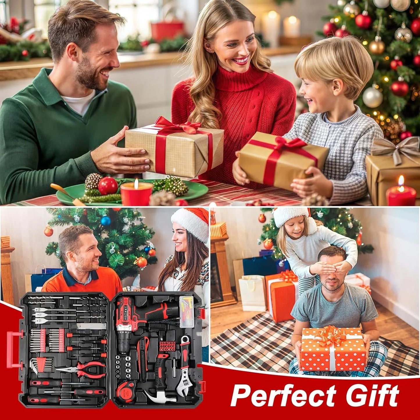 138 Pcs Power Tool Set with 12V Cordless Drill Home DIY Repairs Tool box for Repairs and Maintenance