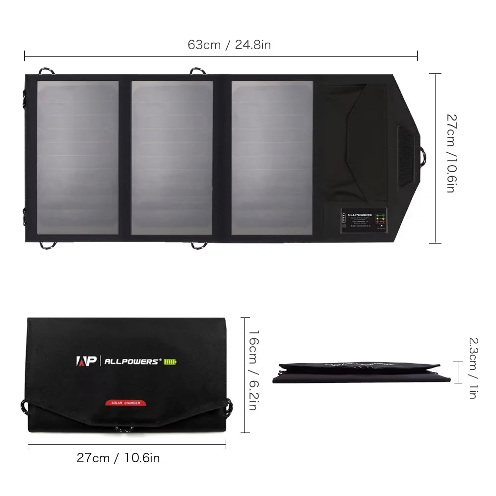 ALLPOWERS Foldable Solar Panel 21W Waterproof Portable Outdoor Charger