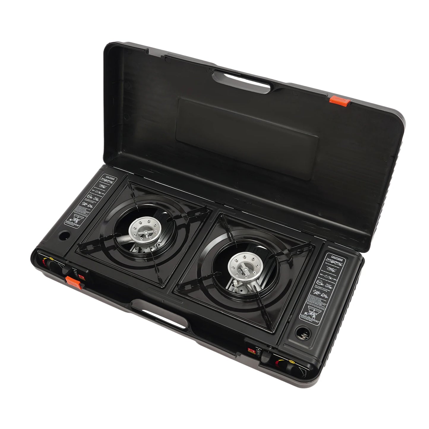 2 Burners Portable Gas Stove with Piezo Ignition and Carrying Case 2x2500W High Power LPG/Butane for Camping Picnics Parties