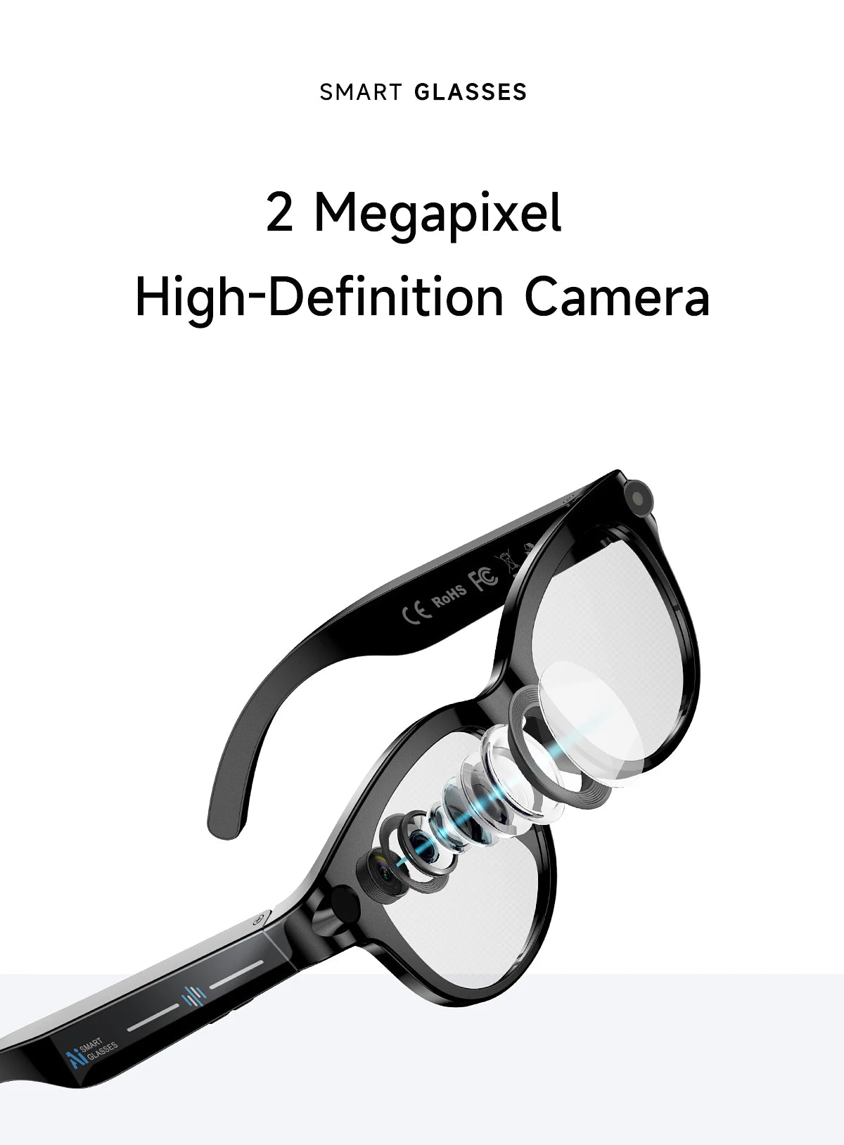 SENBONO AI Smart Glasses for Men Women 200W HD Camera 1080P 4K Video AI Voice Assistant Translation Music Playback Sunglasses