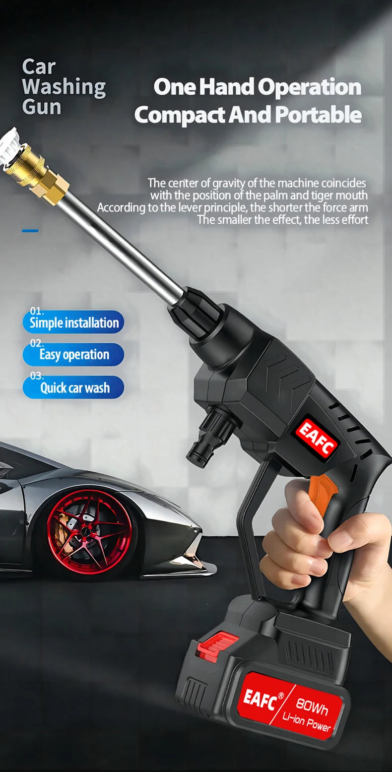 EAFC Cordless 60Bar 21V Car Wash Gun For Pressure Cleaning