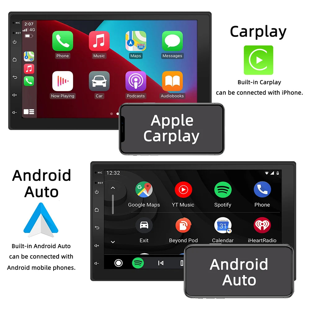 ESSGOO Android Auto Wireless CarPlay Car Stereo With GPS MP5
