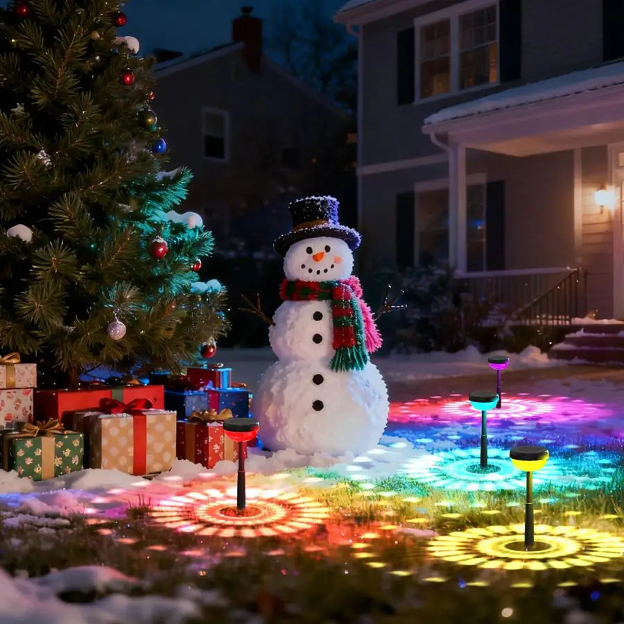 Color Changing Solar Lights Outdoor, Auto ON Off 3000K White Light amp RGB LED Solar Garden Lights, Halloween Christmas Landscap