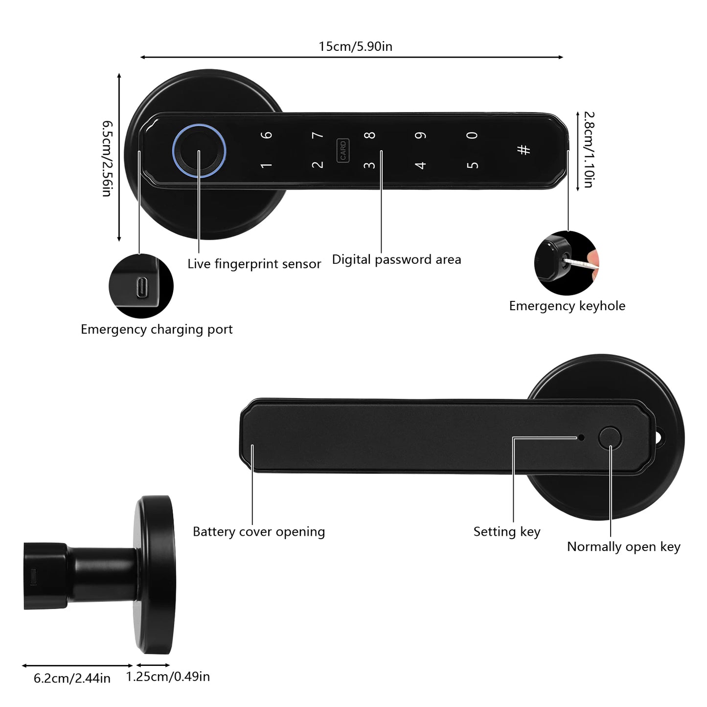 Smart Door Lock 4In1 Fingerprint Password IC Card Key