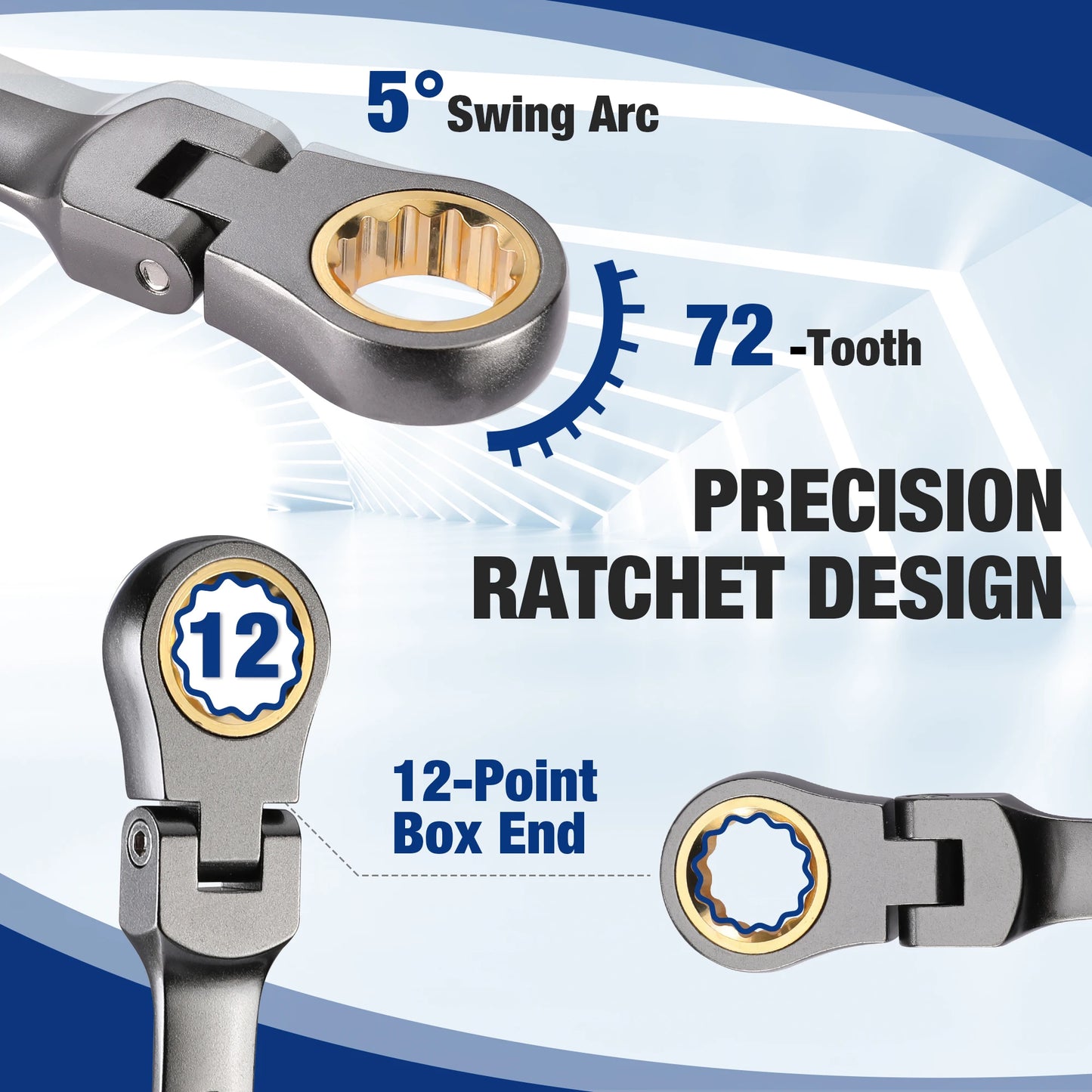 WORKPRO 21pc Ratcheting Wrench Set  with Box ,72 Teeth Wrench with Box, Wrench Repair  Tool Set